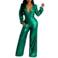 thumbnail image 1 of MSJUHEG Long Sleeve Workout Set,Jumpsuits for Women,Matching Sweat Sets for Women,Tracksuit for Women,Jumpsuits Slim Fit Nightclub Wide Leg Jumpsuit,Wide Leg Jumpsuits for Women Green XL, 1 of 9