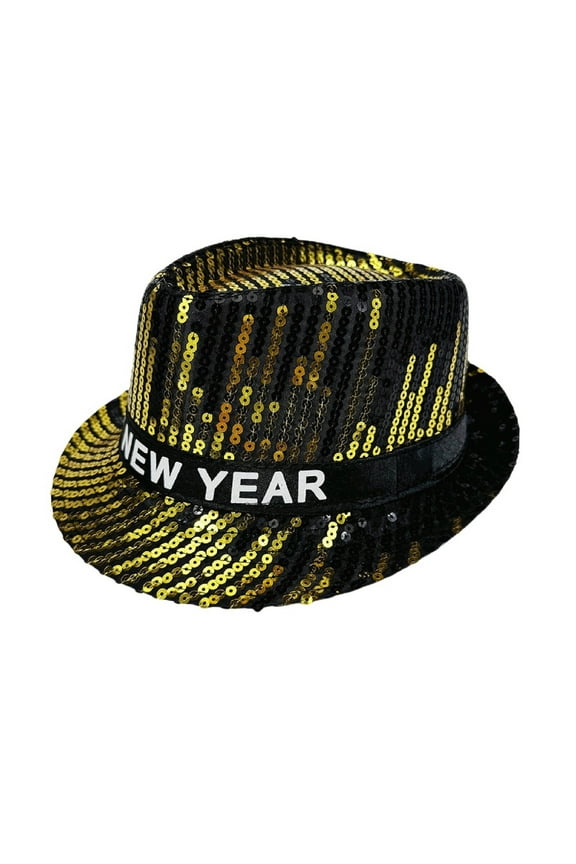 Mardi Gras Hat,sequin Fedora Hat,cowboy Hat,men's and Women's Multi Color Sequins New Year's Jazz Hat Bucket Hat Sequin Hat,mardi Gras Accessories Goldone Size