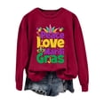 thumbnail image 1 of MSJUHEG Mardi Gras Sweater Long Sleeve Workout Tops for Women Mardi Gras Sweater for Women Sweatshirt for Women Long Shirt Shirts for Women Hoodies for Women Red S, 1 of 4
