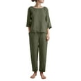thumbnail image 1 of MSJUHEG Matching Sets for Women Lounge Sets for Women Womens Two Piece Sets Summer Linen Sets for Women 2 Piece Crop Tops Wide Leg Pant Sets 2 Piece Outfits 2025 Beach Sets for Women Green 3XL, 1 of 9