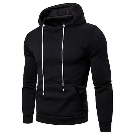 MSJUHEG Mens Hoodies Hoodies Hoodie Round Neckline Long Sleeve Pullover Men'S Sweater Solid Color Loose Large Size Hooded Sweater Top Hoodies For Men Hoodies For Guys Black L