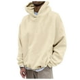 thumbnail image 1 of MSJUHEG Mens Hoodies Hoodies Hoodie Round Neckline Long Sleeve Pullover Mens Autumn And Winter Casual Loose Solid Hooded Sweater Top Hoodies For Men Hoodies For Guys Beige 3Xl, 1 of 6