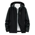 thumbnail image 1 of MSJUHEG Mens Hoodies Hoodies Round Neckline Long Sleeve Detachable Hood Zipper Pocket Coat Jacket Hiking Waterproof Windbreaker Hoodies For Men Hoodies For Guys Black Xxxxxl, 1 of 1