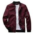 thumbnail image 1 of MSJUHEG Mens Jacket Mens Winter Coats Round Neckline Long Sleeve Men'S Casual Long Sleeve Solid Jacket Stand Collar Zipper Pocket Light Coat Jackets For Men Red M, 1 of 7