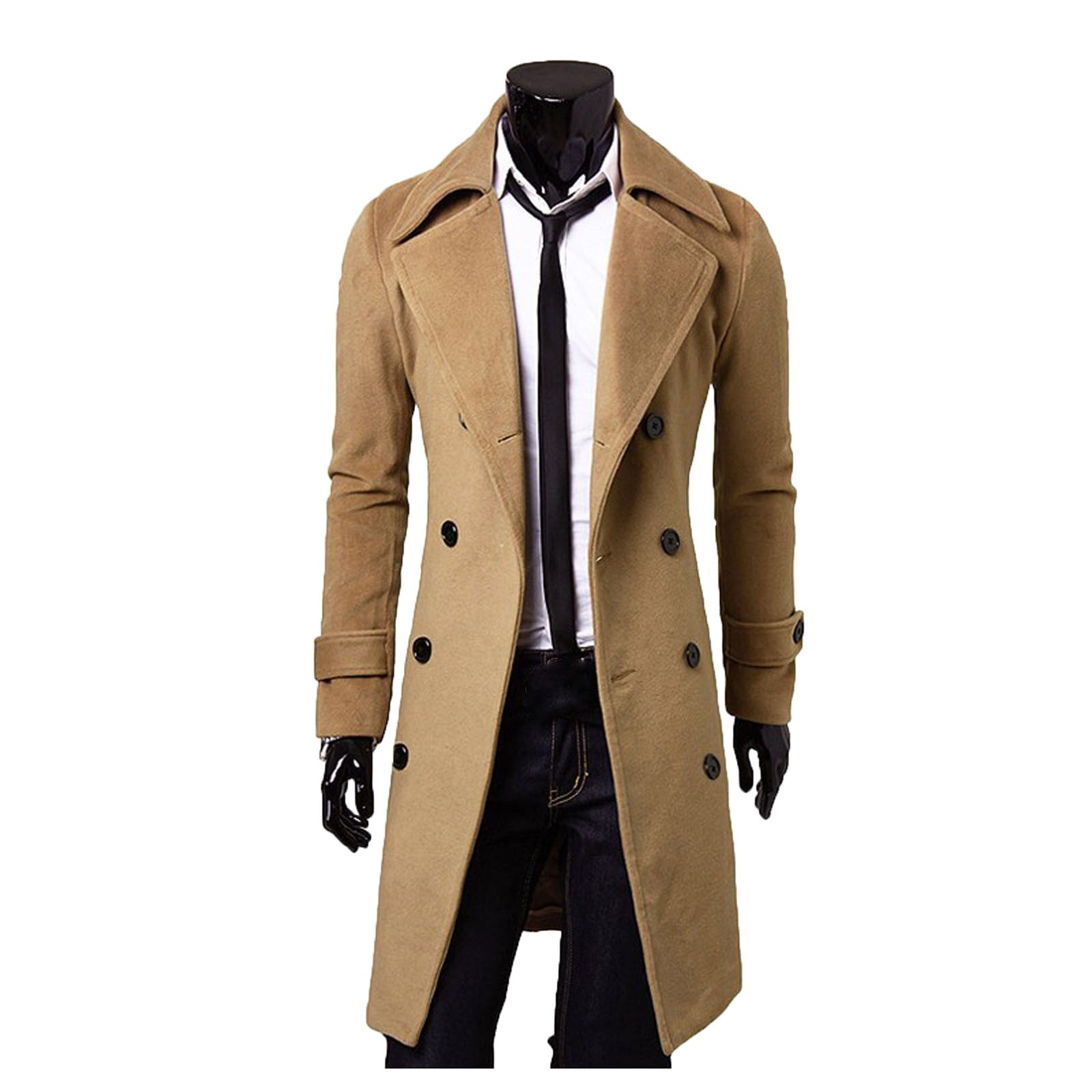 MSJUHEG Mens Jacket Mens Winter Coats Round Neckline Long