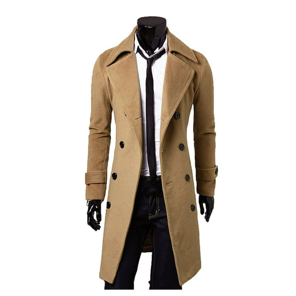 MSJUHEG Mens Jacket Mens Winter Coats Round Neckline Long Sleeve Winter Men Slim Stylish Trench Coat Double Breasted Long Jacket Trenchcoat Women'S Khaki 3Xl
