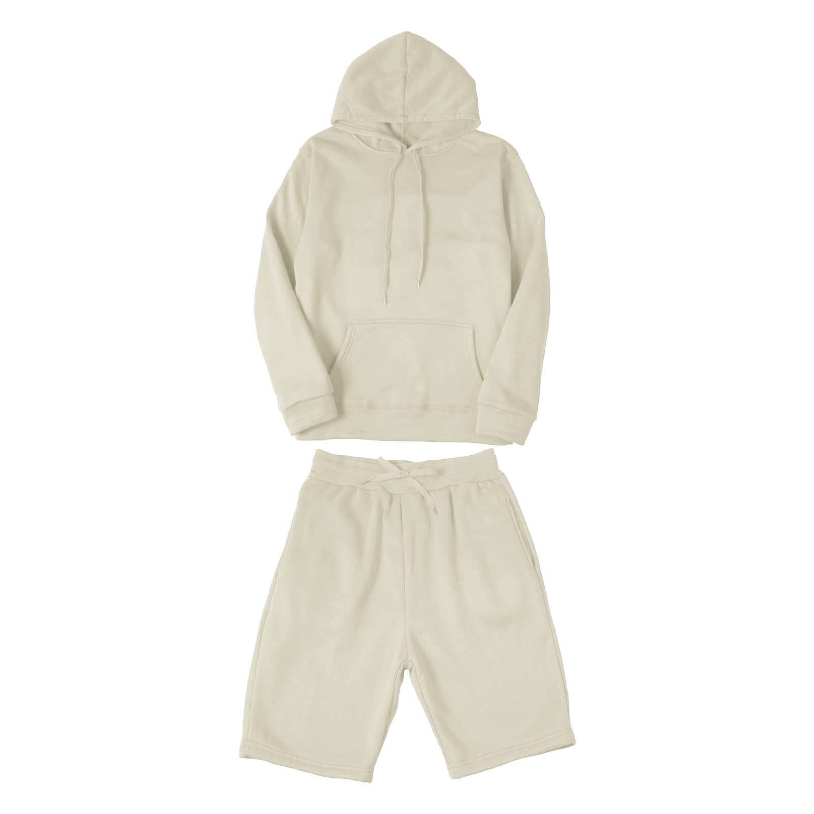 MSJUHEG Mens Shorts Hoodies For Men Mens Fashion Casual Color Matching Two Piece Hooded Pocket Lace Up Pullover Sweater Pants Set Lounge Sets For Women Beige S Walmart Business Supplies
