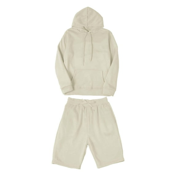 MSJUHEG Mens Shorts Hoodies For Men Mens Fashion Casual Color Matching Two Piece Hooded Pocket Lace Up Pullover Sweater Pants Set Lounge Sets For Women Beige L