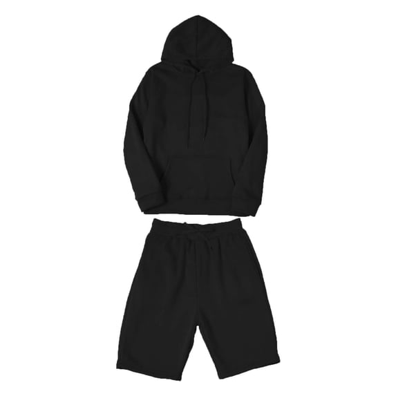 MSJUHEG Mens Shorts Hoodies For Men Mens Fashion Casual Color Matching Two Piece Hooded Pocket Lace Up Pullover Sweater Pants Set Lounge Sets For Women Black Xl