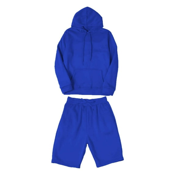 MSJUHEG Mens Shorts Hoodies For Men Mens Fashion Casual Color Matching Two Piece Hooded Pocket Lace Up Pullover Sweater Pants Set Lounge Sets For Women Blue S
