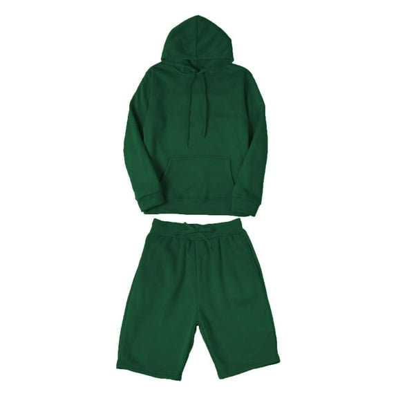 MSJUHEG Mens Shorts Hoodies For Men Mens Fashion Casual Color Matching Two Piece Hooded Pocket Lace Up Pullover Sweater Pants Set Lounge Sets For Women Green S