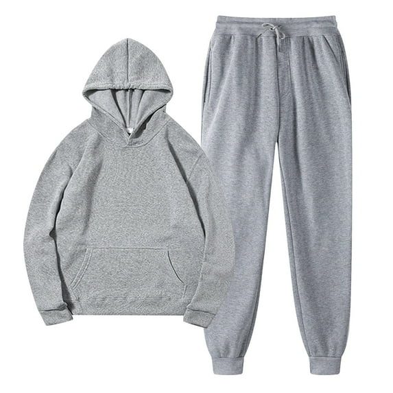 MSJUHEG Mens Sweatpants Hoodies For Men Women With Pants Hoodie Plus Leisure Winter Fleece Hooded Plush Women Suits Lounge Sets For Women Gray L