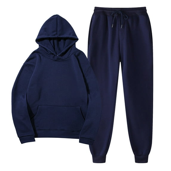 MSJUHEG Mens Sweatpants Hoodies For Men Women With Pants Hoodie Plus Leisure Winter Fleece Hooded Plush Women Suits Lounge Sets For Women Navy S