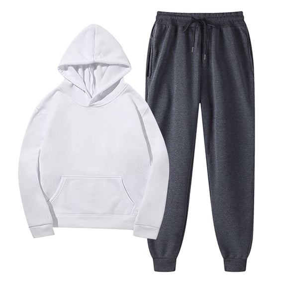 MSJUHEG Mens Sweatpants Hoodies For Men Women With Pants Hoodie Plus Leisure Winter Fleece Hooded Plush Women Suits Lounge Sets For Women White M