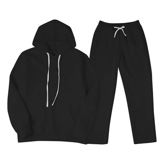 MSJUHEG Mens Sweatpants Hoodies For Men Mens Fashion Casual Color Matching Two Piece Hooded Pocket Lace Up Pullover Sweater Pants Set Lounge Sets For Women Black L
