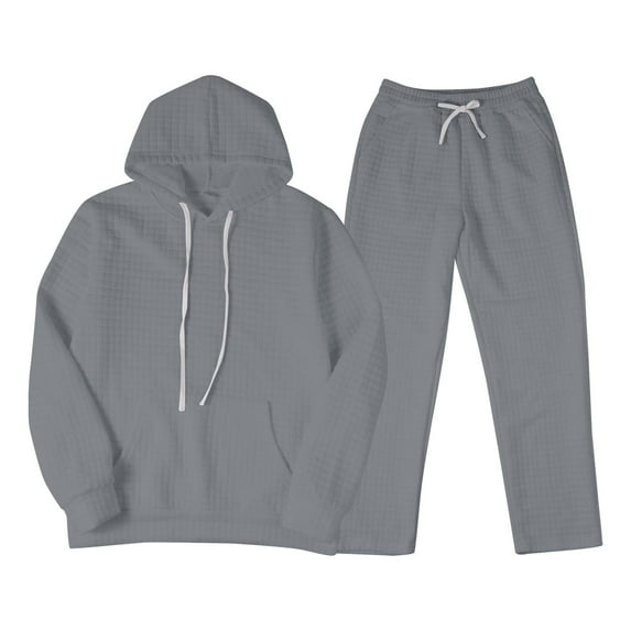 MSJUHEG Mens Sweatpants Hoodies For Men Mens Fashion Casual Color Matching Two Piece Hooded Pocket Lace Up Pullover Sweater Pants Set Lounge Sets For Women Gray 3Xl