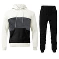 thumbnail image 1 of MSJUHEG Mens Sweatpants Hoodies For Men Mens Fleece Pullover Drawstring Hooded Color Block With Pocket Hooded Sweatshirt Two Piece Set Cargo Pants For Men White Xl, 1 of 3