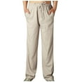 thumbnail image 1 of MSJUHEG Mens Sweatpants Men'S Pants Men Fashion Cotton Linen Plus Size Casual Elastic Waist Pockets Long Pants Mens Cargo Pants Khaki 3Xl, 1 of 8