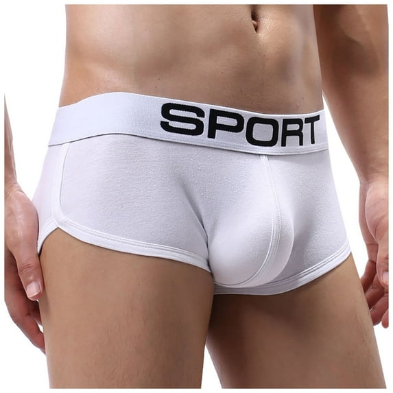 MSJUHEG Mens Underwear Boxer Briefs Men Underwear Shorts Solid Underpants Pouch Soft Cotton Briefs Panties Mens Boxer Briefs White M