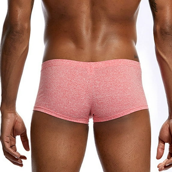 MSJUHEG Mens Underwear Mens Boxers Men Solid Color Underwear Boxer Briefs Shorts Bulge Pouch Underpants Mens Shorts Red 2Xl