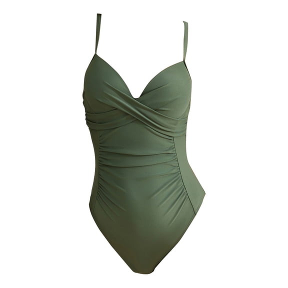 MSJUHEG Monokini,Cross Back,Monokini Swimsuits for Women,Push Up Bathing Suits for Women,V Neck,Women's One-piece Swimsuits,Tummy Control Bathing Suits Green XL