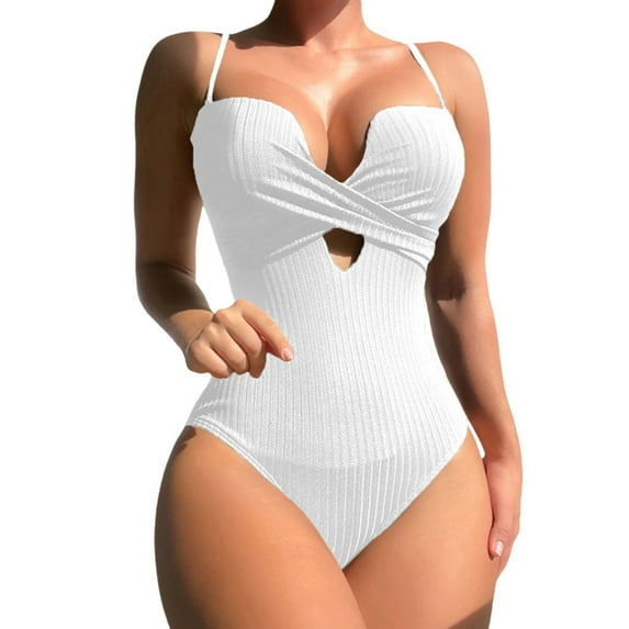 MSJUHEG Monokini,Plus Size Swimsuit for Women,Shapewear Swimsuits for Women,Tummy Control Bathing Suits,1 Piece Swimsuit,Full Coverage Slimming Swimwear,High Cut White L