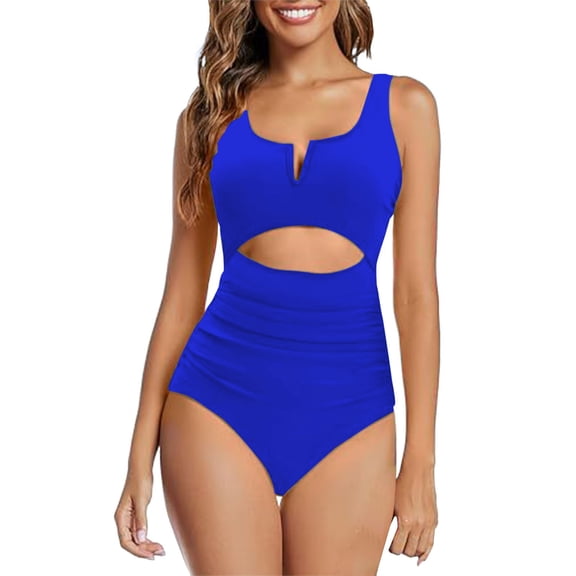 MSJUHEG Monokini,Strapless Swimsuits for Women,Shapewear Swimsuits for Women,Womens One Piece Swimsuits,Tie Side,Monokini Swimsuits for Women,Push Up Swimwear Blue XL