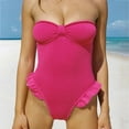 thumbnail image 1 of MSJUHEG One Piece Swimsuit Women,Pink Swimsuits for Women,Striped Swimsuits for Women,Ribbed Monokinis Swimsuit Bathing Suits Swimwear,Bandeau Tankini Swimsuits for Women,Ruffle Bikini Hot Pink L, 1 of 6