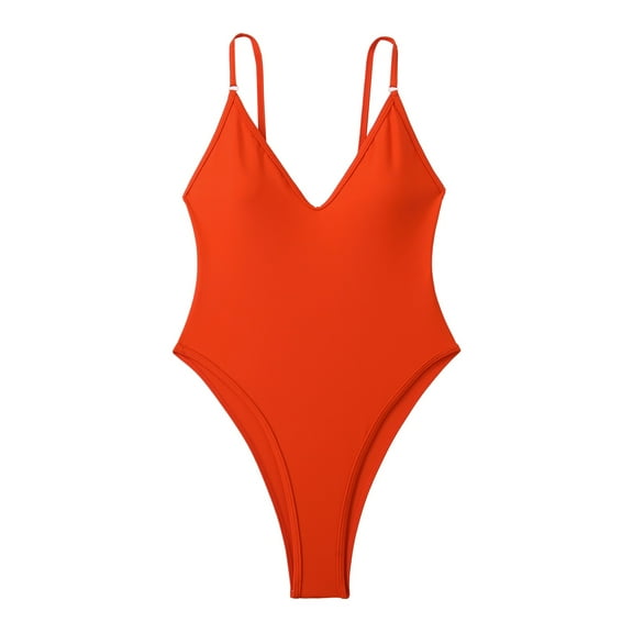 MSJUHEG One Piece Swimsuits,High Waist Bathing Suit,Hollow Monokini Swimwear,Full Coverage Slimming Swimwear,Plus Size Swimsuit for Women,High Waisted Bikini Sets for Women, Red L