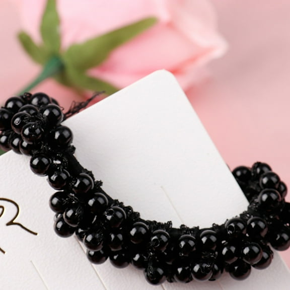 MSJUHEG Pearl Hair Clips,No Crease Hair Clips,Barrettes,Bangs Hair Clip,Hair Barrettes,Hair Accessories Pearl Beads Head Rope Retro Horse Elastic Rubber Rope Black One Size
