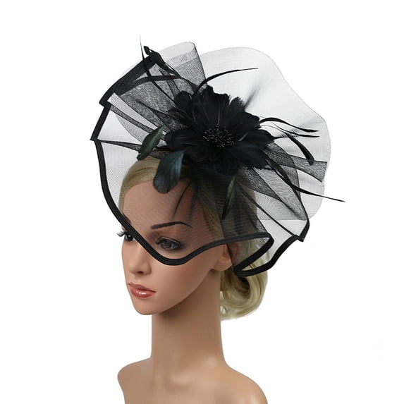 MSJUHEG Pearl Hair Clips,No Crease Hair Clips,Barrettes,Bangs Hair Clip,Hair Barrettes,Hat Headwear Church Feather Clip Fascinators Hat Wedding Party Cap for Black One Size