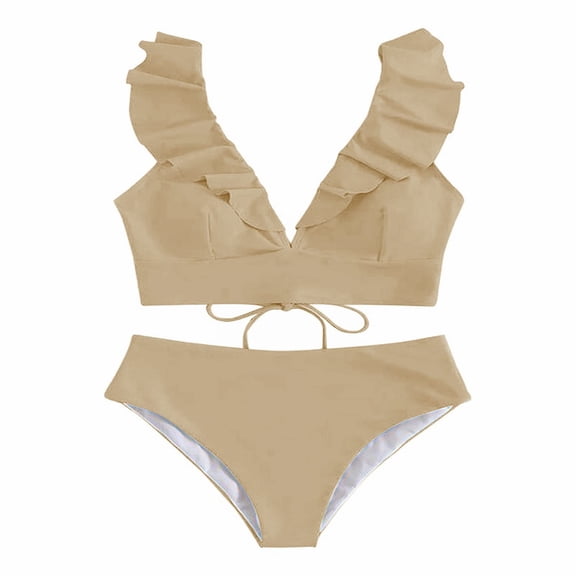 MSJUHEG Plus Size Bathing Suit for Women,One Shoulder Swimsuits for Women,Crisscross Tie Back Bathing Suit,Push Up Bathing Suits for Women,Summer Swimsuit,Full Coverage Swimsuits for Women, Beige L