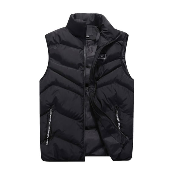 MSJUHEG Puffer Vest Mens Vest Male Casual Solid Coat Vest Stand Collar Sleeveless Zipper Fly Pocket Coat Vest Vests For Women 2023 Black 3Xl