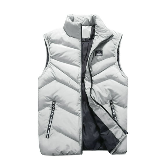 MSJUHEG Puffer Vest Mens Vest Male Casual Solid Coat Vest Stand Collar Sleeveless Zipper Fly Pocket Coat Vest Vests For Women 2023 Gray 3Xl