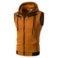 thumbnail image 1 of MSJUHEG Puffer Vest Women Mens Vest Men Women Autumn And Winter Fashion Casual Solid Color Zipper Hooded Sleeveless Cotton Top Vest Features Vests For Women 2023 Coffee M, 1 of 8