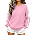 thumbnail image 1 of MSJUHEG Pullover Sweatshirts For Women, Oversized Striped Crewneck Drop Shoulder Top, Loose Fit Casual Sweatshirt for Everyday Fall Outfits A1 Pink XL, 1 of 6