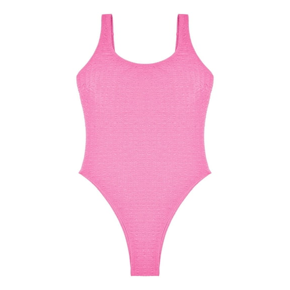MSJUHEG Push Up Swimwear,Shapewear Swimsuits for Women,Ribbed One Piece Swimsuits for Women,Womens Bathing Suits,Ruched Monokinis,Cross Back,High Cut Pink L