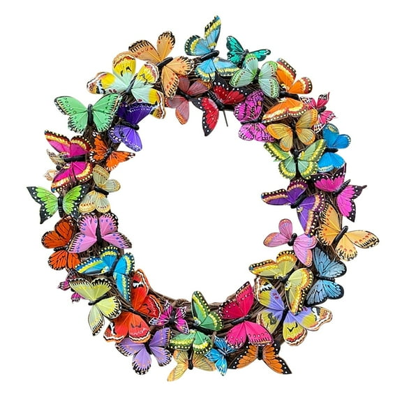 MSJUHEG Room Decor Flowers Butterflies Decorative Door For Beautiful Garden Wreath Decor Butterflies Wreath Fall Wreath Multi-Color