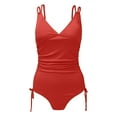 thumbnail image 1 of MSJUHEG Ruched Monokinis,1 Piece Swimsuit,Tummy Control Bathing Suits,Ribbed One Piece Swimsuits for Women,Womens Bathing Suits,Womens Tankini Bathing Suits,High Waisted Bathing Suit Red 1 S, 1 of 3