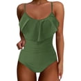 thumbnail image 1 of MSJUHEG Ruched Monokinis,Push Up Swimsuits for Women,Ribbed One Piece Swimsuits for Women,One Piece Bathing Suit for Women,High Cut Backless,Womens One Piece Swimsuits, Army Green L, 1 of 6