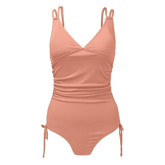 MSJUHEG Ruched Monokinis,Tie Side,One Piece Swimsuits,Push Up Swimsuits for Women,High Waisted Bikini Sets for Women,High Waist Bathing Suit,Plus Size Swimsuit for Women Red 3 S