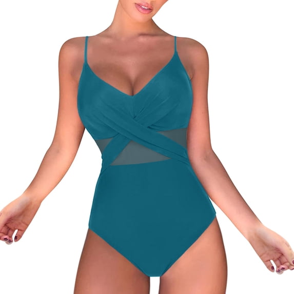 MSJUHEG Ruched Push Up Bathing Suit,High Waisted Bikini Sets for Women,High Waisted Bathing Suit,Plus Size Swimsuit for Women,Full Coverage Slimming Swimwear,Hollow Monokini Swimwear, Navy XL