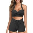 thumbnail image 1 of MSJUHEG Ruched Tankini Tops for Women,High Waisted Bikini Sets for Women,Ruched Two Piece Swimsuit,Tummy Control Swimsuits for Women,Bathing Suit for Women,Tie Bikini Sets for Women, Black L, 1 of 4