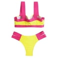 thumbnail image 1 of MSJUHEG Ruched Two Piece Swimsuit,Ruffle Swimsuits for Women,Tie Back Bathing Suit,Halter String,Push Up Swimsuit,Knot Front,Spaghetti Straps Yellow XL, 1 of 7
