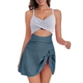 thumbnail image 1 of MSJUHEG Ruffle Cutout Swimdress,Tummy Control Swim Dresses,Wrap Swimwear,Womens Swimdress,One Piece Swimsuit with Skirt,Skirted Swimsuits for Women,Push Up Swim Dresses with Bottom Blue XL, 1 of 7