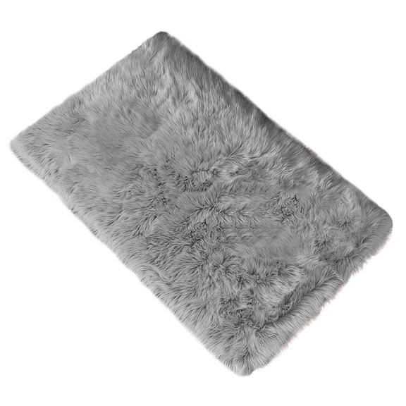 MSJUHEG Rugs Floor Mats Wool Imitation Sheepskin Rugs Non Slip Bedroom Shaggy Carpet Mats Carpet Gray