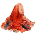 thumbnail image 1 of MSJUHEG Scarf Shawls And Wraps 160*50Cm Women Flower Print Long Soft Wrap Scarf Simulation Silk Shawl Scarves Silk Scarf Orange One Size, 1 of 2
