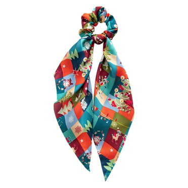 MSJUHEG Scarf Shawls And Wraps Women Hair Bands Hair Scrunchies Flower Pattern Scarf Ties Bowknot Ropes Silk Scarf Green One Size