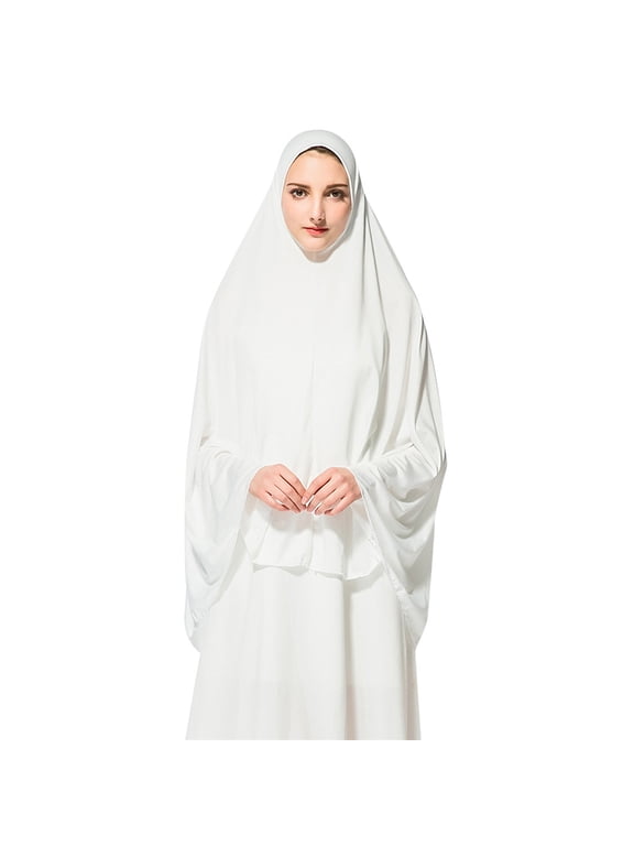 Scarf Shawls And Wraps Women'S Prayer Khimar Ready To Wear Long Hijab With Under Scarf Silk Scarf White M