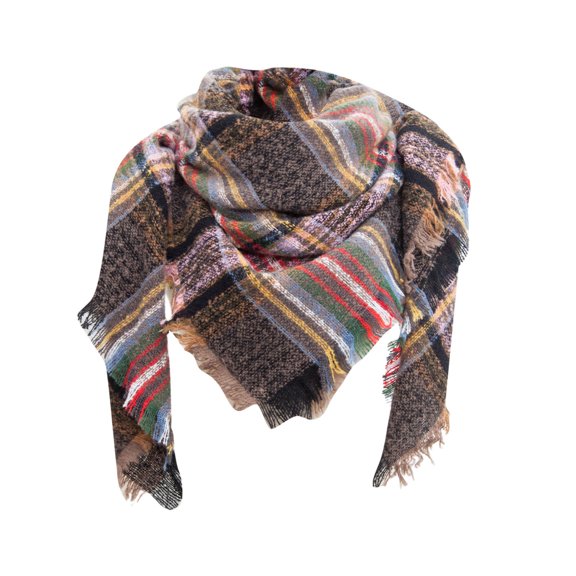 MSJUHEG Scarf Shawls And Wraps Women Fall Winter Scarf Classic Tassel Plaid Scarf Warm Soft Chunky Large Blanket Wrap Shawl Scarves Silk Scarf Coffee One Size